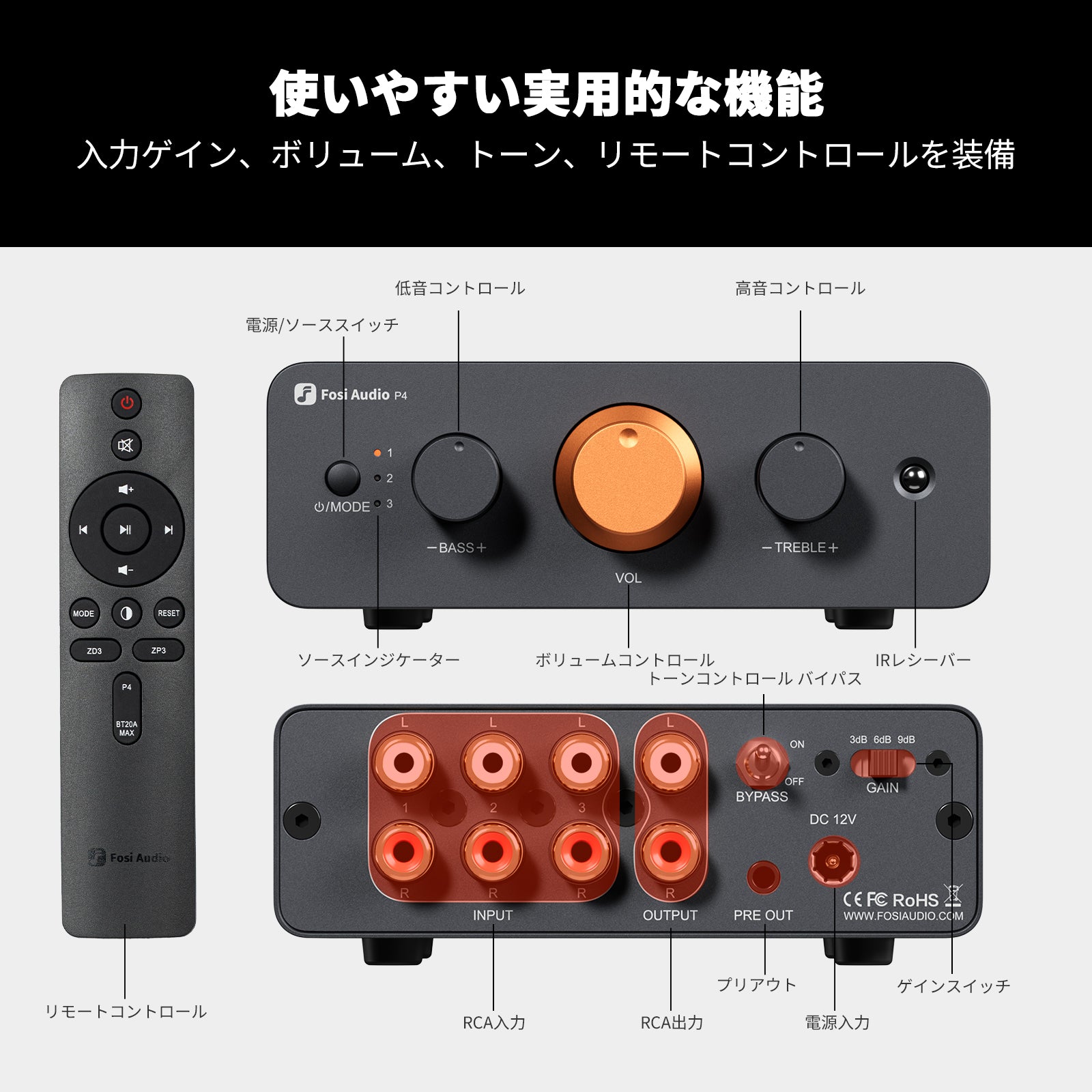 Fosi Audio P4 ミニプリアンプ