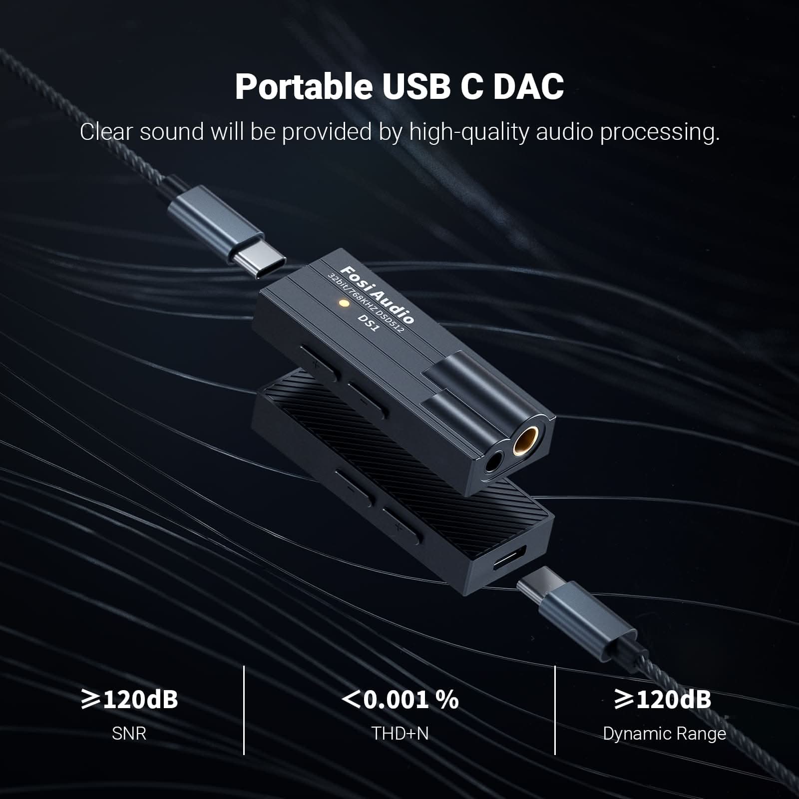 Fosi Audio DS1 ヘッドホンアンプ DAC DSD512対応 ポータブル 高音質3.5mm 4.4mm