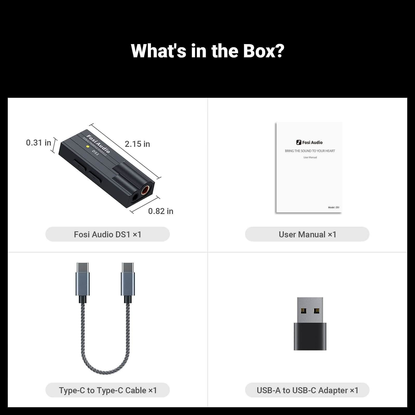 Fosi Audio DS1 ヘッドホンアンプ DAC DSD512対応 ポータブル 高音質3.5mm 4.4mm
