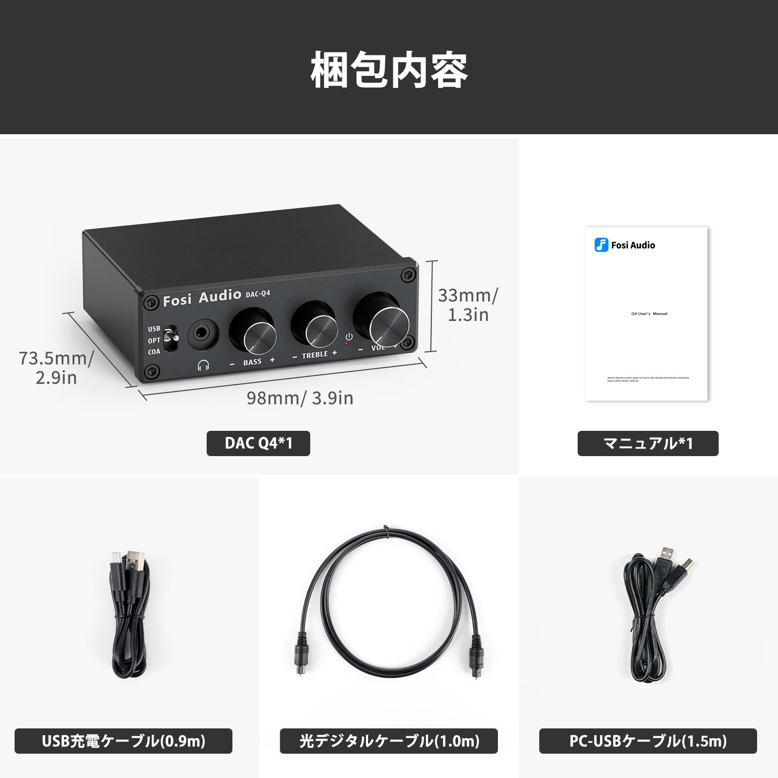 Fosi Audio Q4 DAC ヘッドフォンアンプ 小型