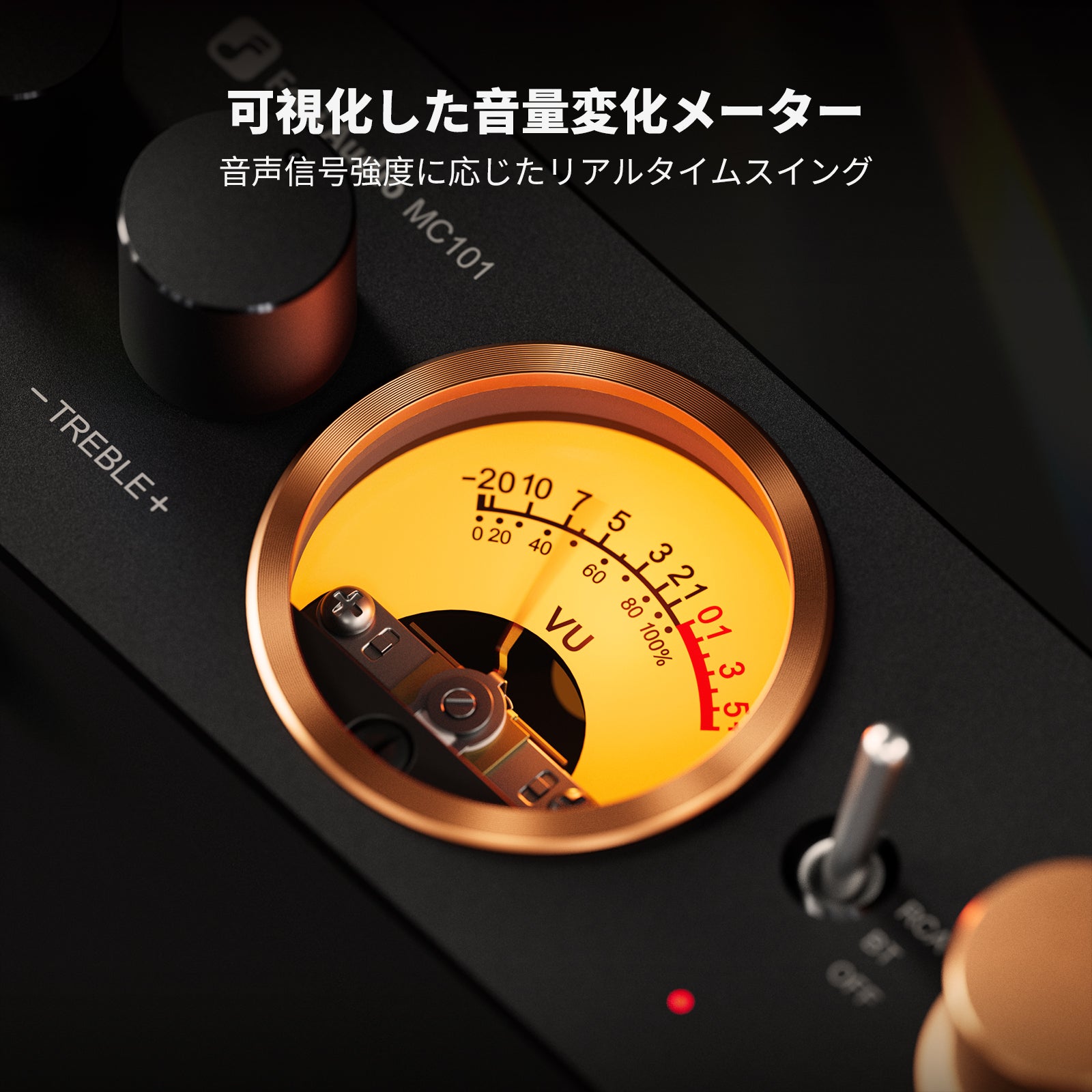 Fosi Audio MC101 VUメーター付き Bluetooth ステレオアンプ 100W×2