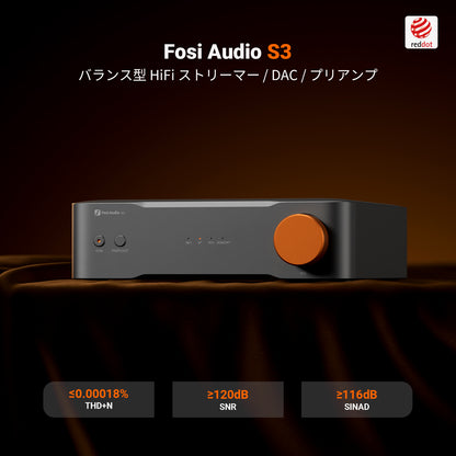 Fosi Audio S3 HiFiミュージックストリーマー DAC プリアンプ