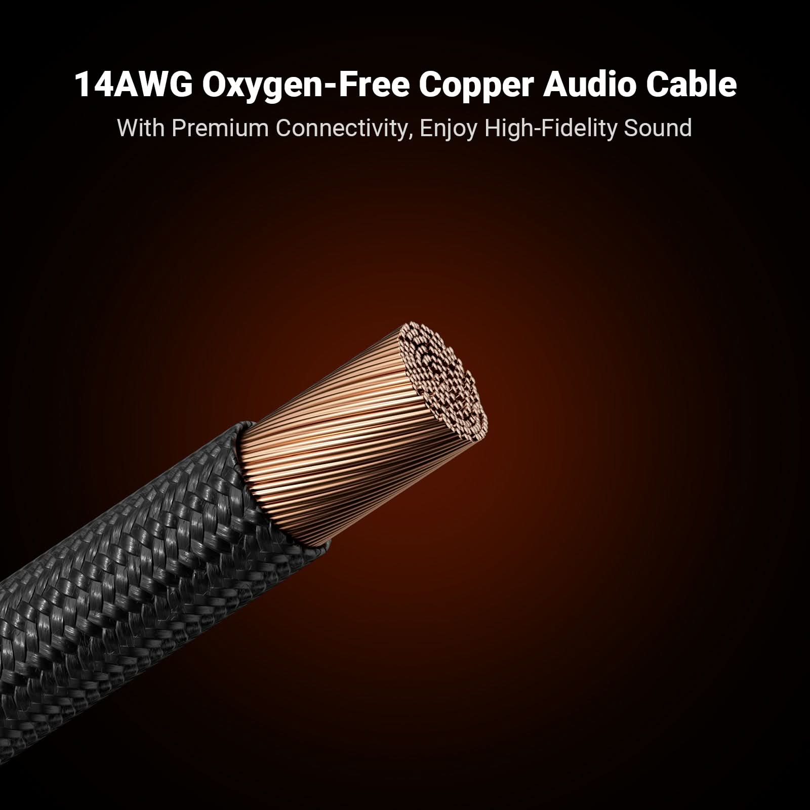 Fosi Audio 14AWG 編組スピーカーケーブル 1.8m ケーブル1本 バナナプラグ4個入り