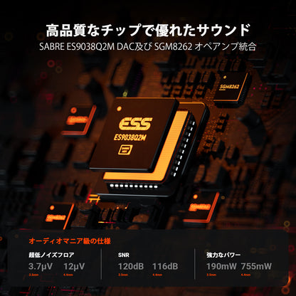 Fosi Audio SK02 DAC アンプ 小型 ヘッドホンアンプ