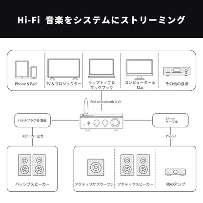 Fosi Audio BT20A Pro Bluetooth 5.0 パワーアンプ 300W×2 32V