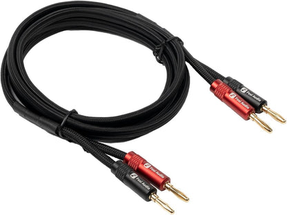 Fosi Audio 14AWG 編組スピーカーケーブル 1.8m ケーブル1本 バナナプラグ4個入り