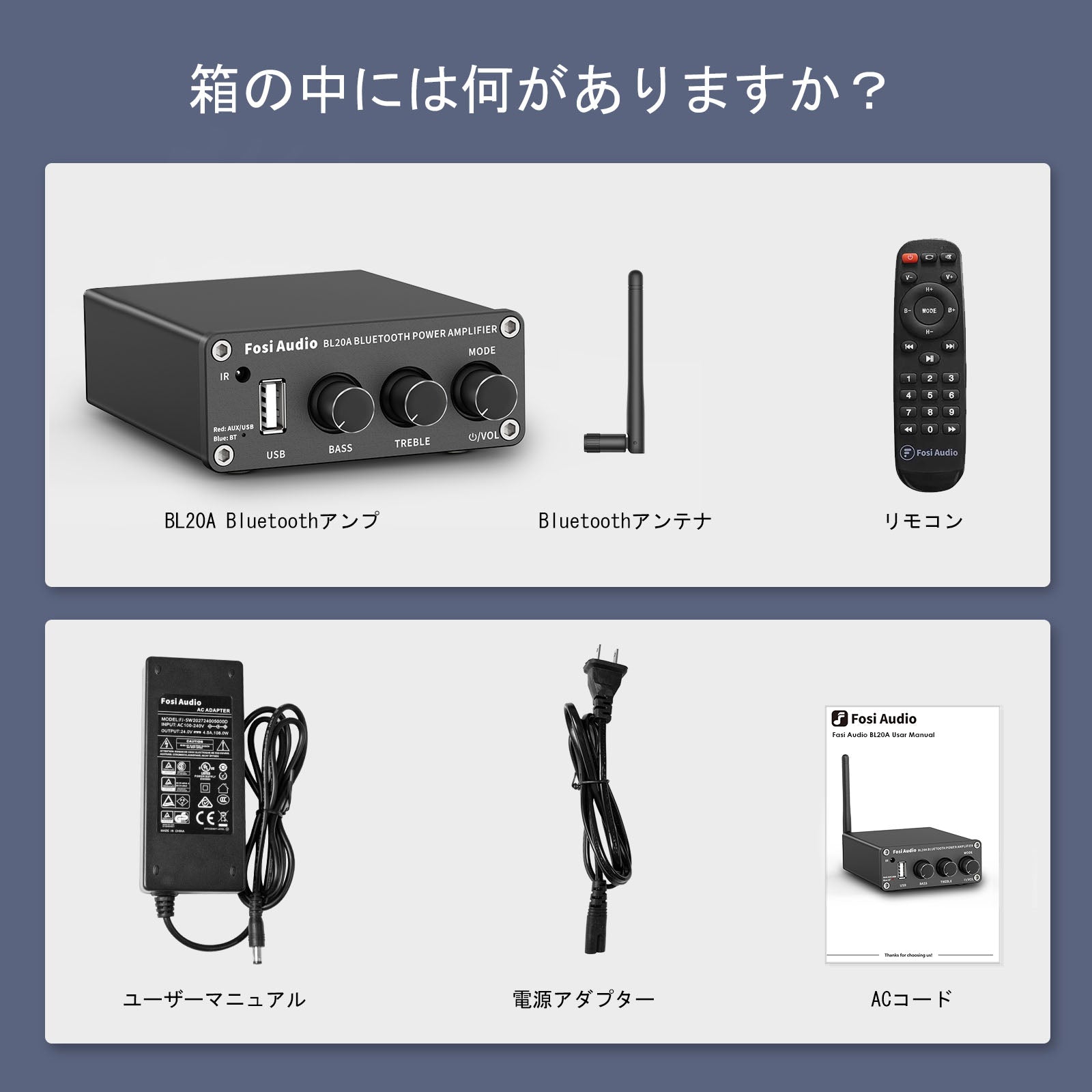 Fosi Audio BL20A 小型 Bluetooth ステレオ アンプ 家庭用 100Wx2