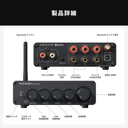 Fosi Audio BT30D PRO Hi-Fi Bluetooth 5.0 パワーアンプ