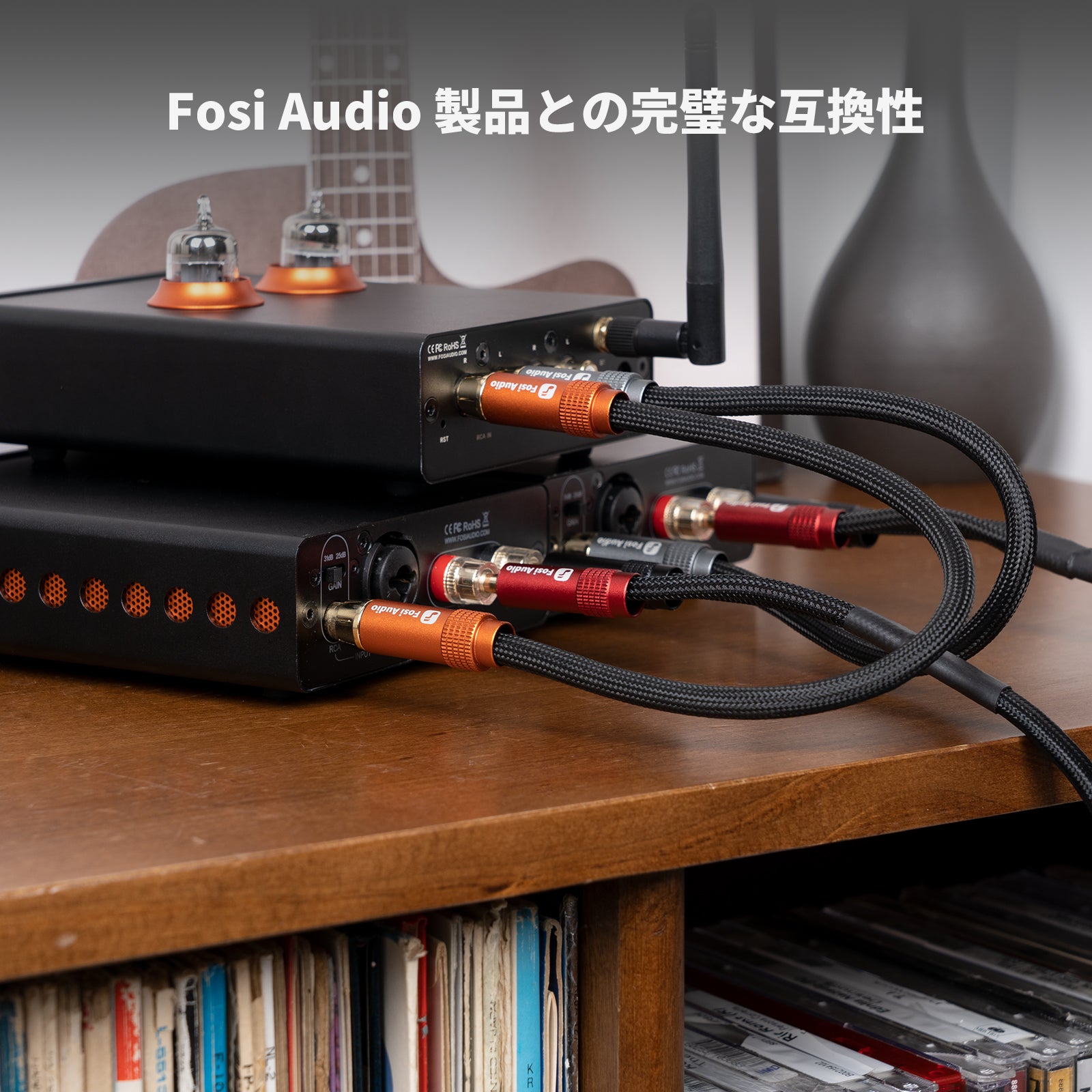Fosi Audio 2RCA - 2RCAケーブル 0.3m 金メッキ 2