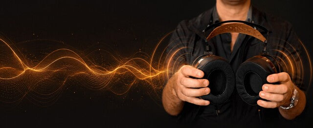 音楽の波形を手に持つ人物