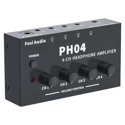 Fosi Audio PH04 Headphone Amplifier 4 -Channel Metal Stereo Audio Amp Ultra-Compact Portable Headphone Splitter for Studio